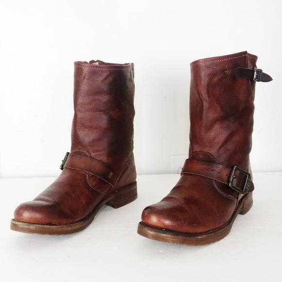 Frye Shoes - Frye Veronica Distressed Whiskey Moto Ankle Boots